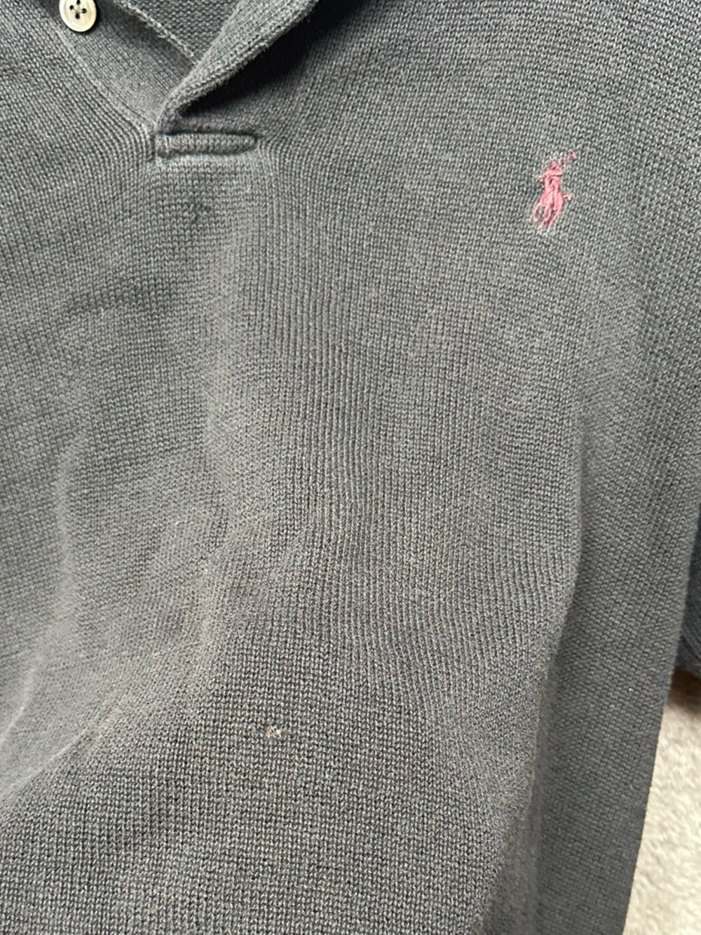 Polo Ralph Lauren Navy Knit Polo Sweater Large Cotton Long Sleeve Classic Logo - Picture 4 of 7